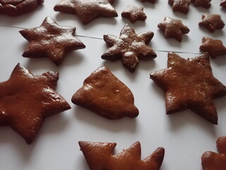 traditional christmass gingerbreads in various shapes
