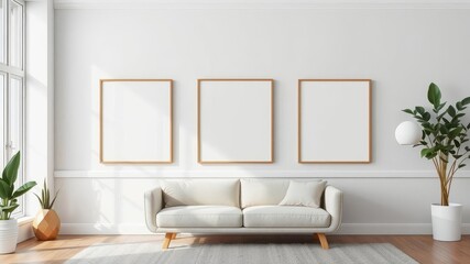 A realistic mockup of a hanging poster with a separate blank insert, decoration, gallery