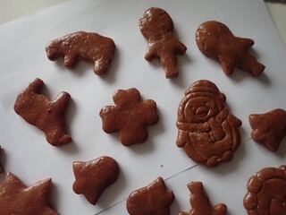 traditional christmass gingerbreads in various shapes