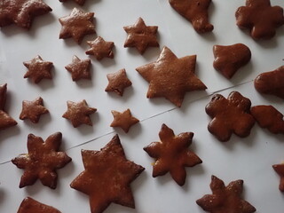 traditional christmass gingerbreads in various shapes