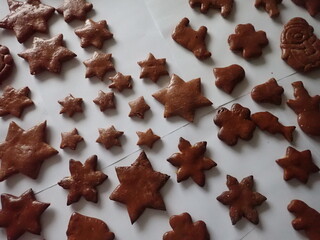 traditional christmass gingerbreads in various shapes
