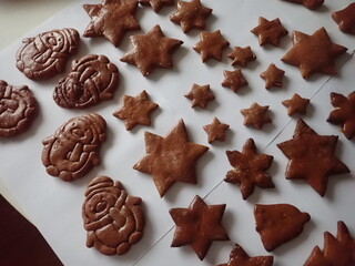 traditional christmass gingerbreads in various shapes