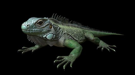 Obraz premium Green iguana with textured skin isolated.