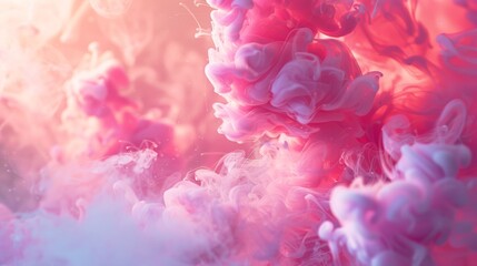 Fototapeta premium Vibrant pink and purple clouds of smoke in atmospheric lighting