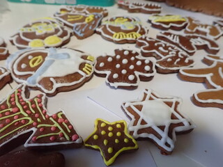 traditional christmass gingerbreads in various shapes
