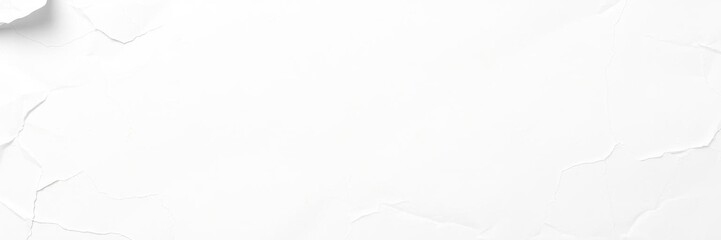 Crumpled white paper with soft shadows on a white background, copy space, blank, distressed