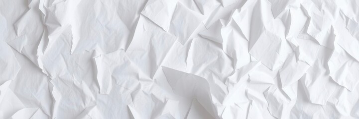 Crumpled white paper with soft shadows, representing recycling or discarded ideas, background, ideas, concept