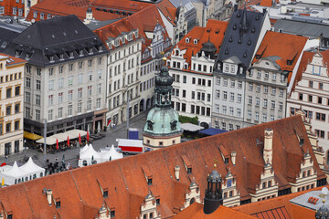 Leipzig, Blick vom Uni-Turm auf den alten Rathausmarkt