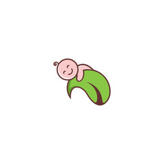 baby leaf logo, nature baby logo, cute baby leaves logo