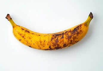 A single yellow banana resting on a bright white background, crisp high-resolution imagery for professional stock use