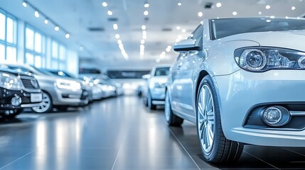 Elegant Luxury Car Showroom with High-End Vehicles and Sleek Modern Design