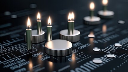 A vibrant green stock market chart features candlestick and bar graphs on a dark background, ideal for woven tapestry design