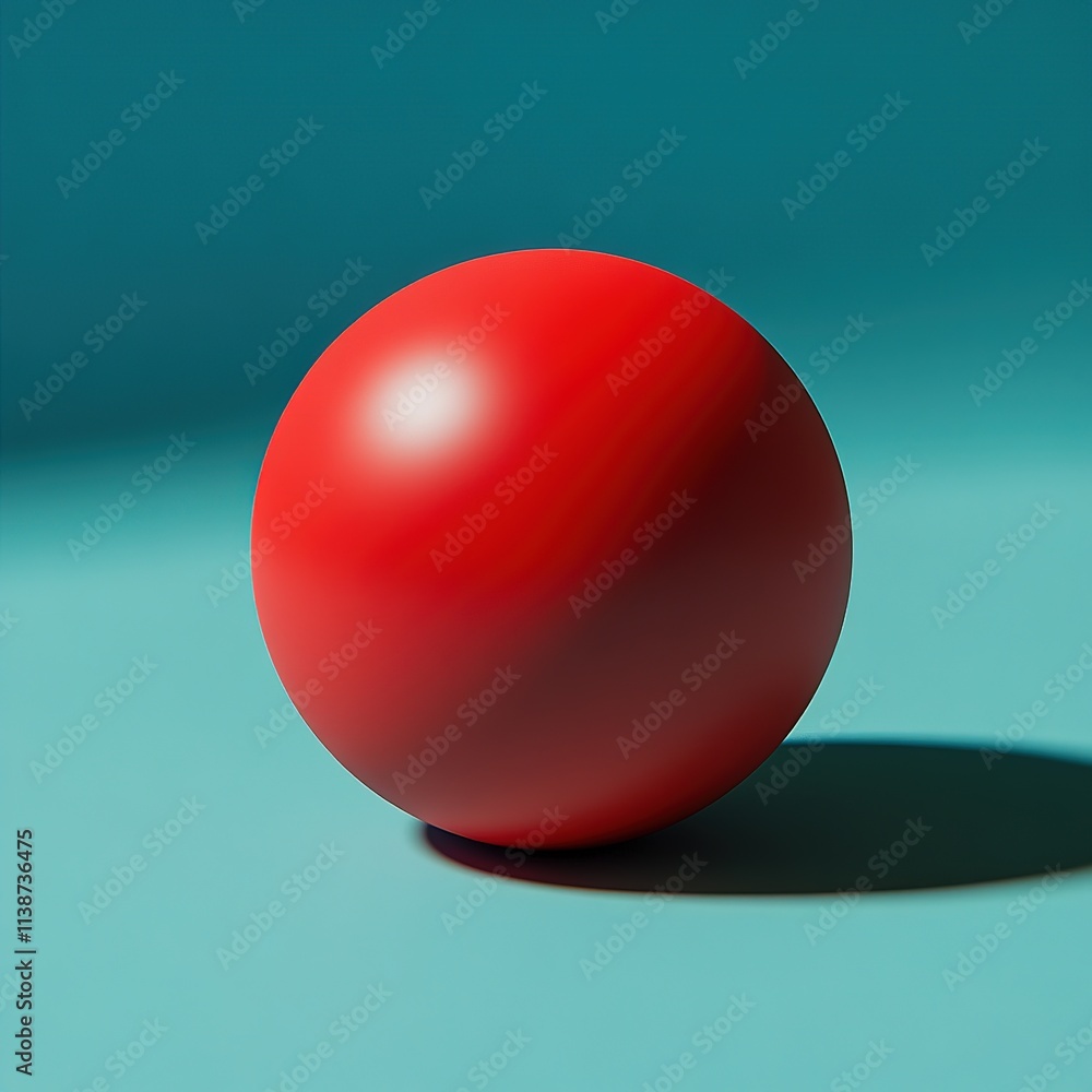 Aufkleber dynamic red sphere on turquoise surface studio setting graphic design minimalist aesthetic close-up 