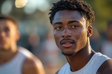 Teenagers of various backgrounds enjoying a basketball game in a local park.