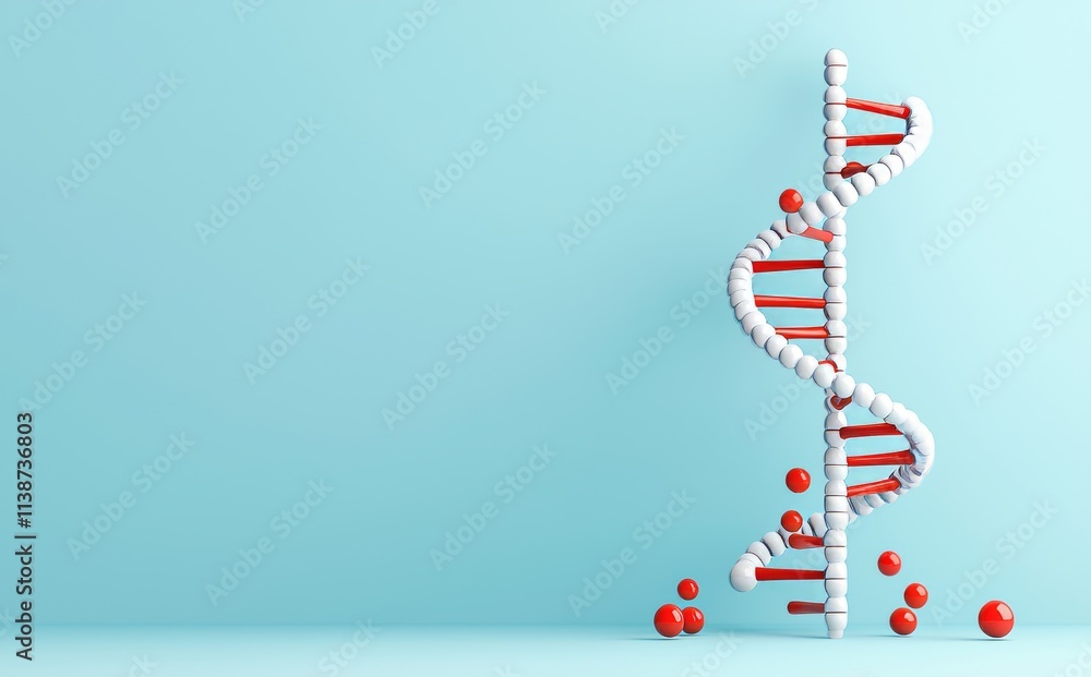 Poster a 3d rendering illustrating the biological concept of dna and mutation.