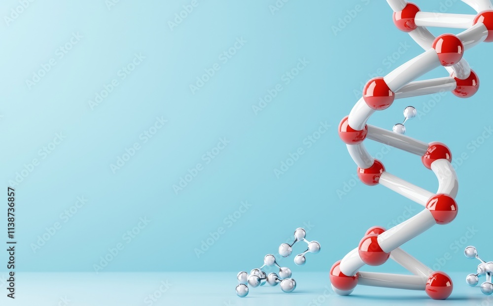 Poster an image created in 3d depicting the biological principles of dna and mutation.