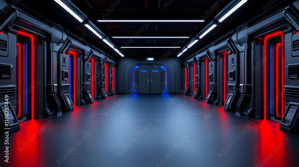 Poster develop a state-of-the-art cage with high-tech components and illuminated panels, starkly contrastin