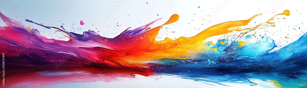Aufkleber vibrant color splash art creation studio digital artwork abstract environment eye-level view creativ