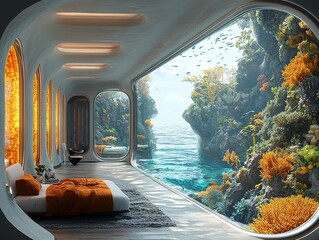 An advanced exhibit featuring sustainable marine ecosystems.