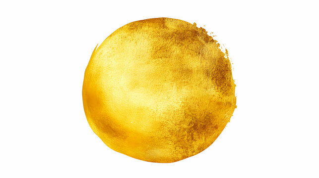 Hand-drawn illustration of a gold round shining paint stain.