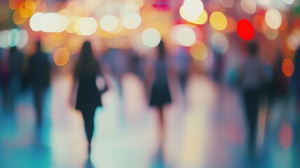 Background of blurred shopping mall with people