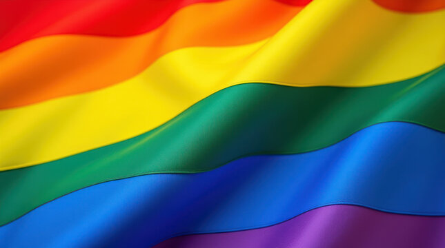 Vibrant Rainbow Flag Waving in the Breeze With Smooth Flowing Folds