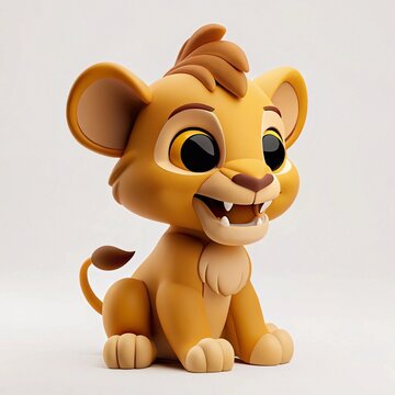 cub lion 3d cartoon isolated on white background