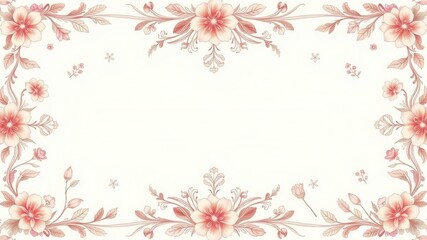 Vintage wallpaper featuring a soft pink floral pattern set against a cream background, intricate, pastel, romantic
