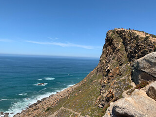 Cape Roca Portugal ocean view in bright weather at Cabo da Roca turquoise water sunny day