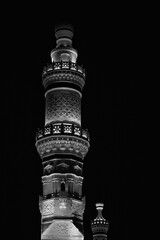 Minaret of Mosque in Egypt in black and white