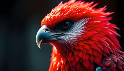 close up of a red parrot