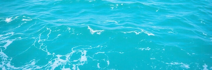 Obraz premium Clear blue ocean waters with frothy white foam and gentle waves, nature, turquoise, serene