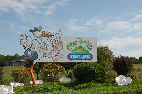 Editorial Use Only October 3, 2023 BabyLand General Hospital Cleveland, Georgia, USA. White County, GA.  Outside pictures.Babyland General Hospital is the fictional "birthplace" of the dolls known as 
