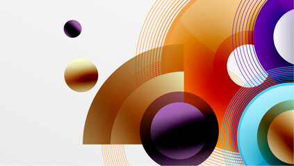 Abstract composition of overlapping circles with smooth gradients and transparency effects. Clean and modern design emphasizing depth, symmetry, and a minimal aesthetic