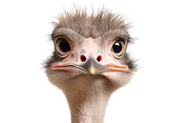 Funny portrait of ostriches isolated on transparent background.