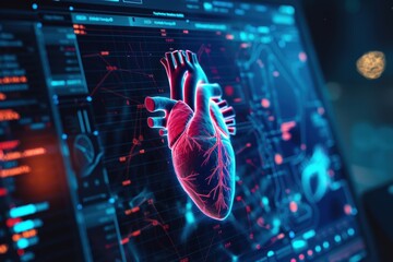 Digital Illustration of Heart's Electrical System on Computer Screen for Medical Education