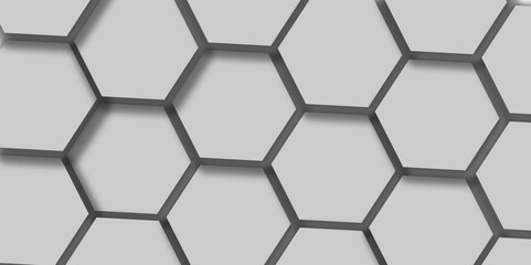 Abstract white and grey hexagon technology geometric pattern concept white background. Use for template, wallpaper, website vector illustration.