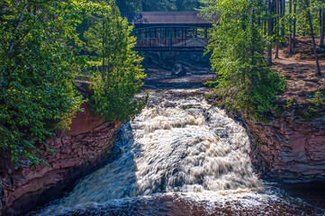 Amnicon Lower Falls and covered foot bridge