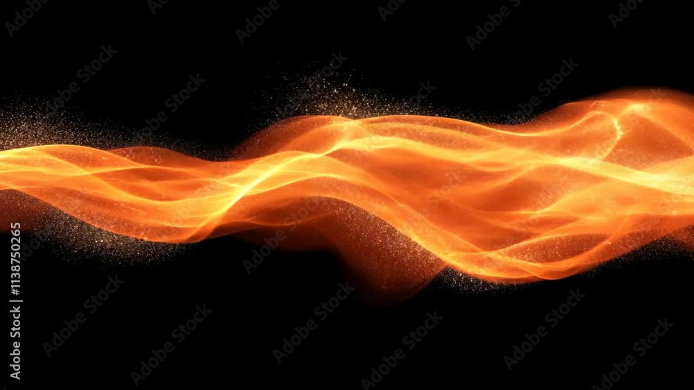 Poster vibrant orange waves of light create an abstract representation of warmth and energy in a dark backg
