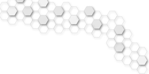 Abstract white and grey hexagon technology geometric pattern concept white background. Use for template, wallpaper, website vector illustration.