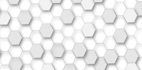 Fototapeta premium Abstract white and grey hexagon technology geometric pattern concept white background. Use for template, wallpaper, website vector illustration.
