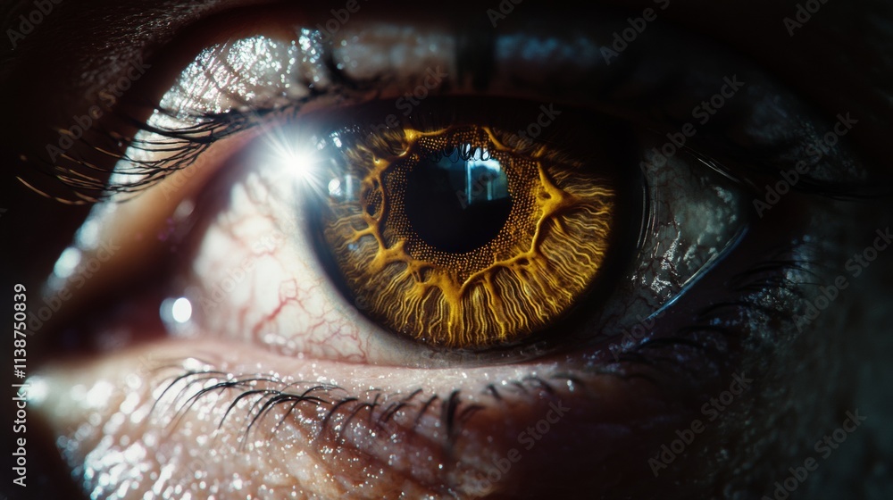 Poster this close-up view highlights a mesmerizing golden eye with unique patterns and reflections. the int