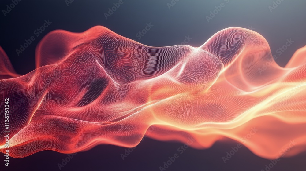 Poster flowing waves of red and orange energy create a dynamic visual experience in digital art