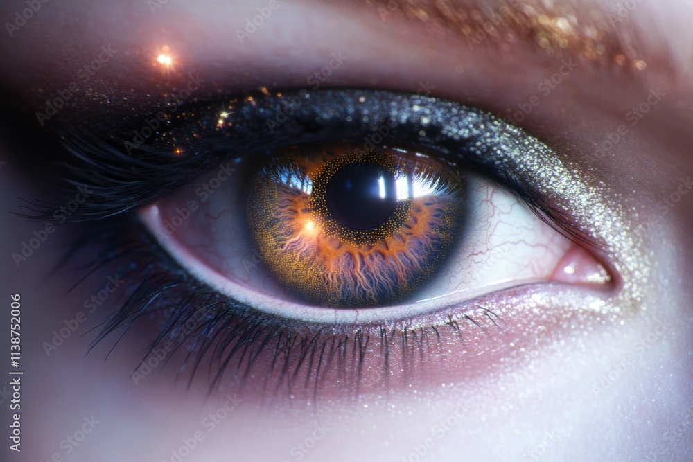 Poster a captivating close-up of a human eye features a stunning blend of colors and intricate patterns. th