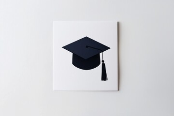 Minimalist Graduation Greeting Card with Black Mortarboard Illustration for Announcements