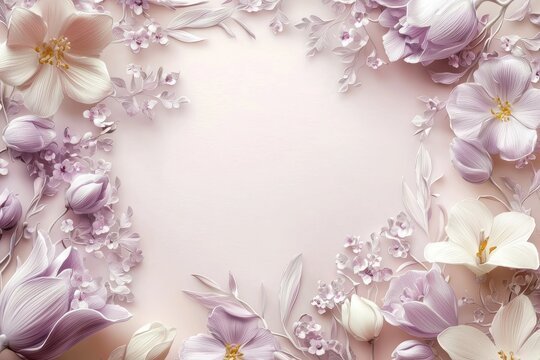 Elegant Mother's Day Card Template with Floral Accents and Soft Pink Lavender Background