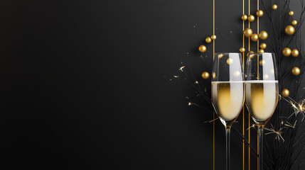 New Year Greeting Card Design with Gold and Black Typography