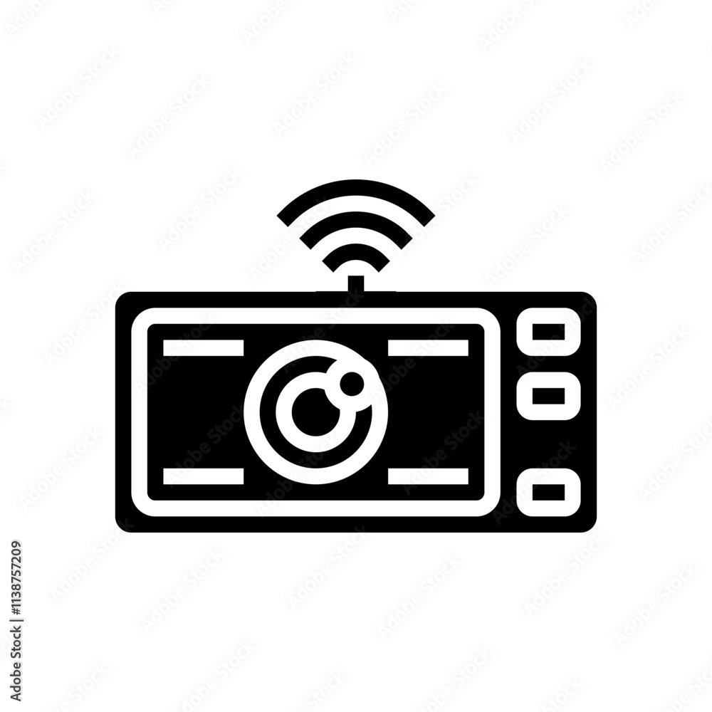 Poster camera autonomous vehicle glyph icon vector. camera autonomous vehicle sign. isolated symbol illustr