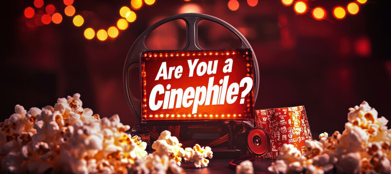 Movie Trivia Night Flyer Design with Popcorn and Film Reels for Cinephile Promotion