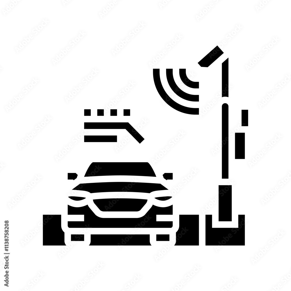 Poster highway with sensors autonomous vehicle glyph icon vector. highway with sensors autonomous vehicle s